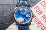 NS Factory Rolex Day Date Stainless Steel Fluted Bezel Blue Satin Dial 36mm V3 Upgrade 2836-2 Automatic Watch